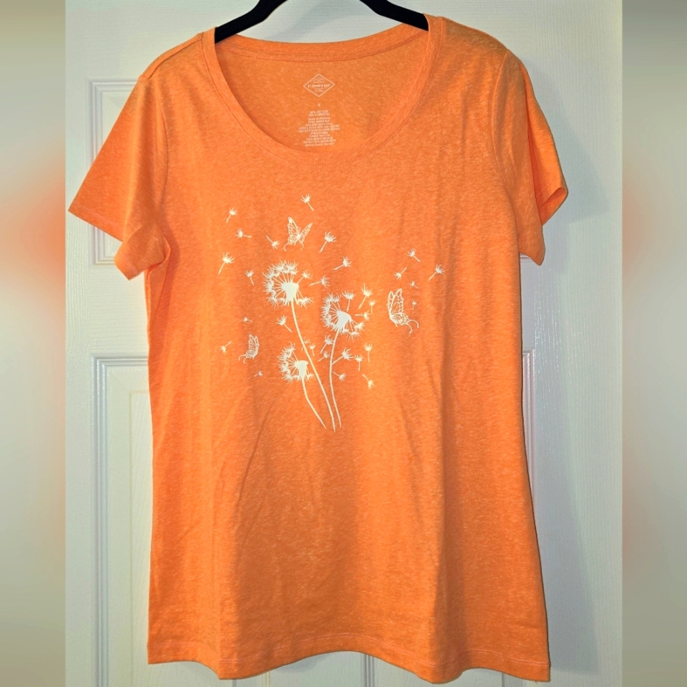 St Johns Bay Orange Graphic Women’s Top - Size S